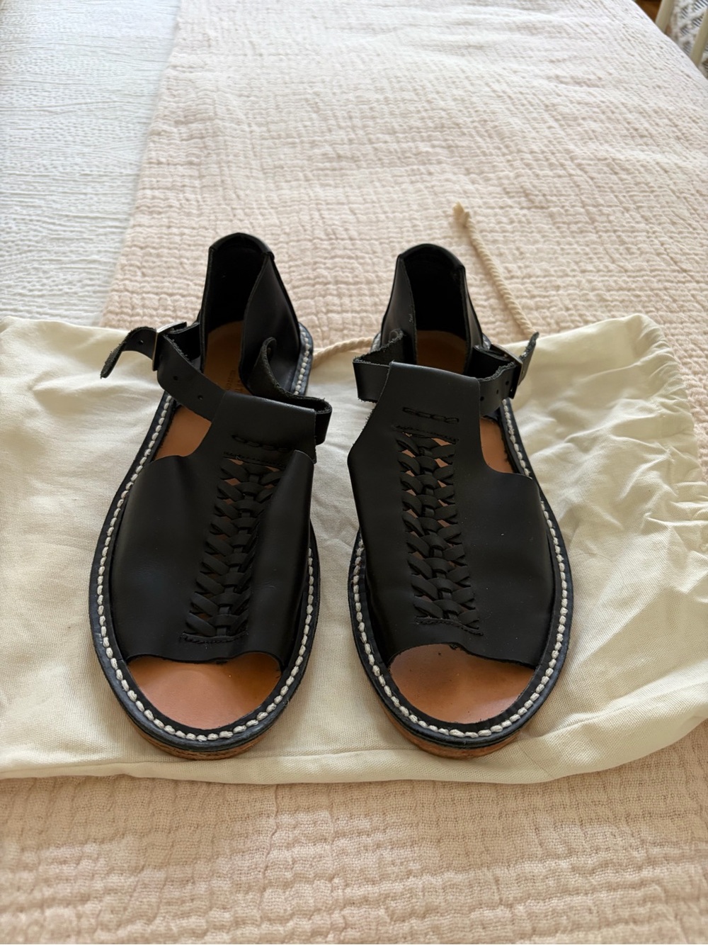 Black Leather Mary Jane Sandal with Buckle